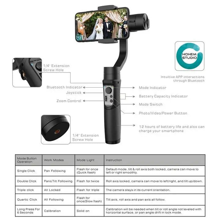 Mobile 3-Axis Handheld Smartphone Gimbal Stabilizer